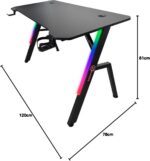Mesa Gamer Kalkan Illumi RGB 120x61x78 cm: estilo, iluminação RGB e organização para um setup gamer completo. - Imagem 2