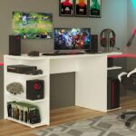 Mesa Gamer Madesa 9409 Branco: design resistente em MDP e acabamento durável para seu setup gamer.