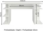Mesa Gamer Madesa 9409 Branco: design resistente em MDP e acabamento durável para seu setup gamer. - Imagem 2