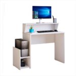 Mesa Gamer Mega Chicó 115cm: setup completo, CPU, nichos e tampo elevado para mais organização.