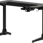 Mesa Gamer Rise Mode I Preto 120x60cm com LED RGB, suporte para headset e alta resistência para seu setup.