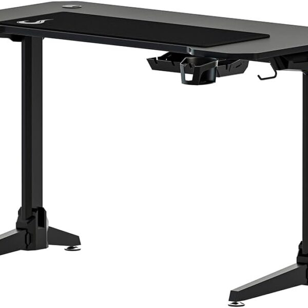 Mesa Gamer Rise Mode I Preto 120x60cm com LED RGB, suporte para headset e alta resistência para seu setup.