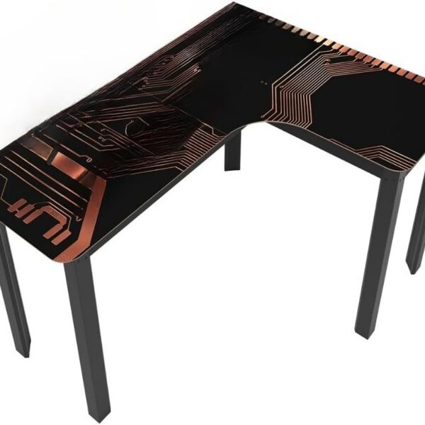 Mesa Gamer em L 120cm Circuit Preto: aproveite melhor o espaço, ganhe organização e conforto para home office ou setup gamer.