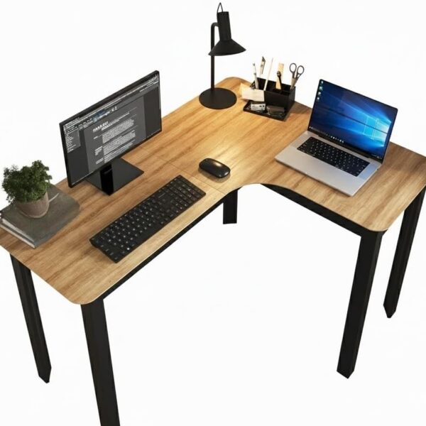 Mesa Gamer em L 120x90cm para computador e home office, com estrutura metálica e ótimo aproveitamento de espaço.