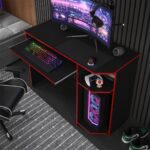 Mesa Gamer para Computador com Porta-Teclado e Prateleiras: organização, conforto e design gamer para seu setup. - Imagem 2
