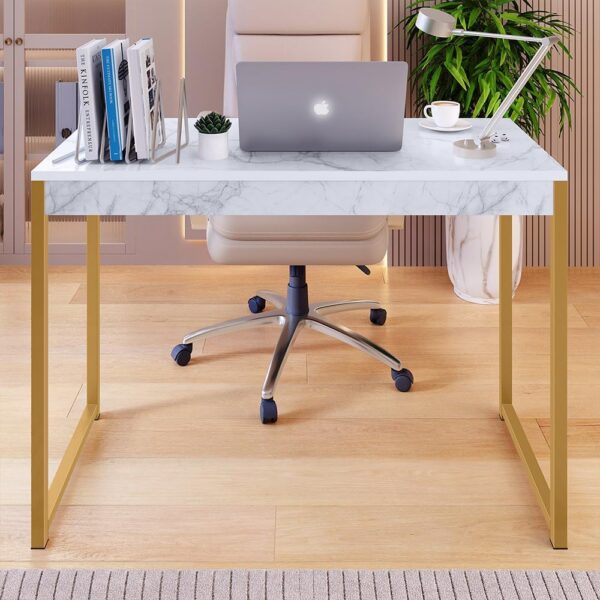 Mesa Industrial MEGA MARMORE/DOURADO: elegância e resistência para computador, escritório ou manicure.