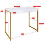 Mesa Industrial MEGA MARMORE/DOURADO: elegância e resistência para computador, escritório ou manicure. - Imagem 2