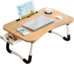 Mesa Portátil Dobrável para Notebook com gaveta, porta-copos e porta-tablet: mais conforto e organização no home office.