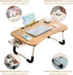 Mesa Portátil Dobrável para Notebook com gaveta, porta-copos e porta-tablet: mais conforto e organização no home office. - Imagem 2