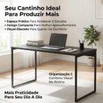 Mesa Premium Escrivaninha Varenzia em MDF preta, 90 cm, ideal para home office, estudo e notebook. - Imagem 2