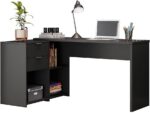 Mesa de Canto Escrivaninha em L Notavel com 2 Gavetas e 3 Portas, ideal para organizar seu escritório com praticidade.