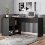 Mesa de Canto Escrivaninha em L Notavel com 2 Gavetas e 3 Portas, ideal para organizar seu escritório com praticidade. - Imagem 2