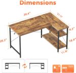 Mesa de computador pequena em L Mericonia: ideal para espaços pequenos, com prateleiras, gancho e design reversível resistente - Imagem 2