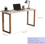 Mesa de estudo 76 cm com pés de madeira e tampo off white: prática, resistente e ideal para casa ou escritório. - Imagem 2