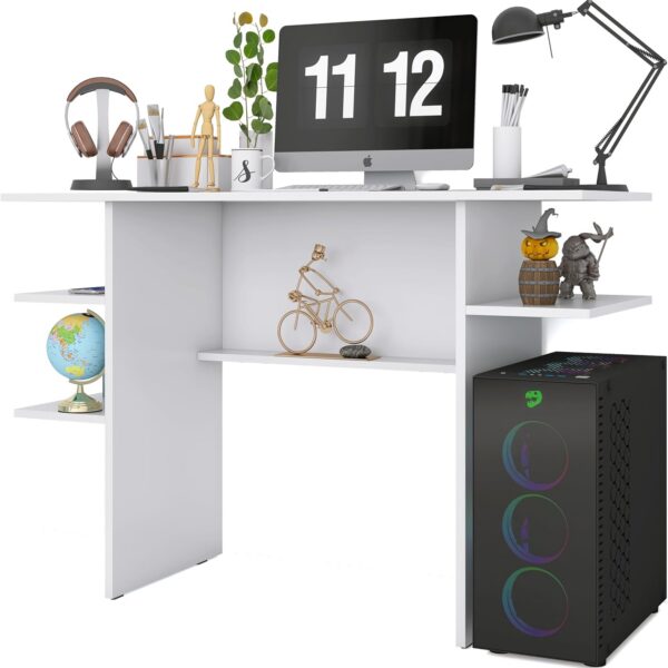 Mesa para Computador Gamer com Prateleiras e RGB: organização, refrigeração e design moderno para seu setup.