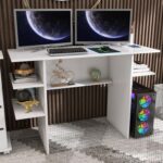 Mesa para Computador Gamer com Prateleiras e RGB: organização, refrigeração e design moderno para seu setup. - Imagem 2