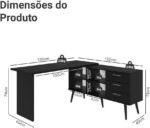 Mesa para Computador Gamer em L Lisboa Madesa com 3 gavetas: mais espaço e organização para seu setup e escritório. - Imagem 2