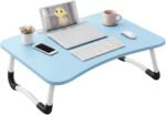 Mesa para Notebook Dobrável 60x40cm com suporte celular e porta-copos: conforto e praticidade para cama, sofá e home office.