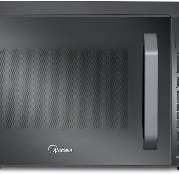 Micro-ondas Midea 35L espelhado: mais espaço, praticidade e funções pré-programadas para agilizar sua rotina.