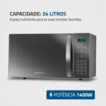 Micro-ondas Mondial Espelhado 34L 1400W 220V: potência, praticidade e design moderno para sua cozinha. - Imagem 2