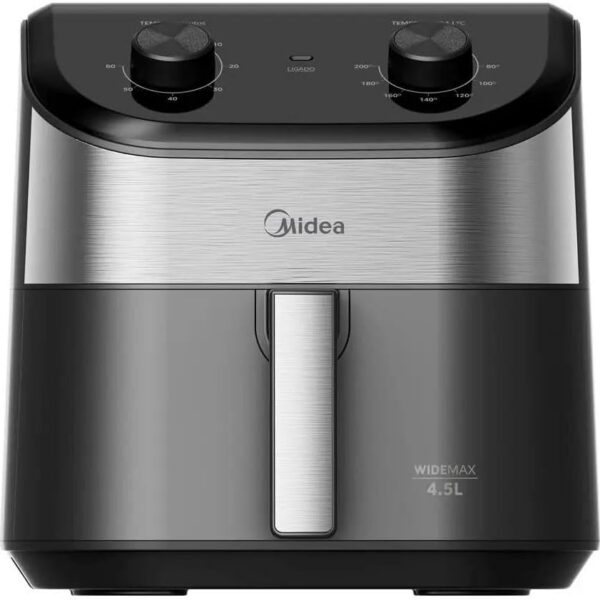 Midea Air Fryer 4,5L: fritura prática, segura e uniforme com 1550W e controle de temperatura de 80°C a 200°C