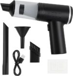 Mini Aspirador Portátil 2 em 1: aspira e sopra com 6000Pa, USB recarregável e filtro HEPA lavável para carro, casa e escritório.