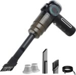 Mini Aspirador Portátil Sem Fio: forte sucção 6000Pa para casa e carro, leve, recarregável e com 2 filtros reutilizáveis