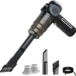 Mini Aspirador Portátil Sem Fio: forte sucção 6000Pa para casa e carro, leve, recarregável e com 2 filtros reutilizáveis