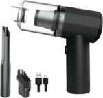 Mini Aspirador de Pó Automotivo Sem Fio 3 em 1 Portátil Recarregável USB Silencioso Loja Promociona: Soprador Potente, Filtro HEPA Lavável, Para Carro, Sofá, Pelos de Pet e Teclado, Ultra Leve Preto