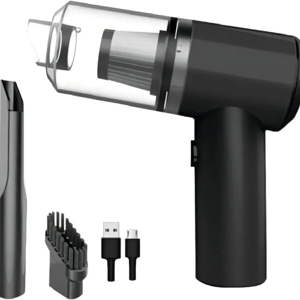 Mini Aspirador de Pó Automotivo Sem Fio 3 em 1 Portátil Recarregável USB Silencioso Loja Promociona: Soprador Potente, Filtro HEPA Lavável, Para Carro, Sofá, Pelos de Pet e Teclado, Ultra Leve Preto
