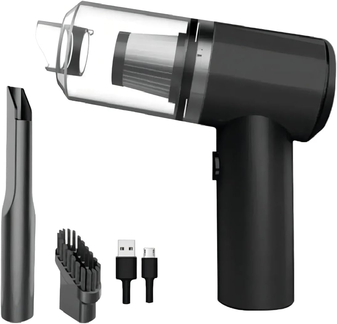 Mini Aspirador de Pó Automotivo Sem Fio 3 em 1 Mini Aspirador de Pó Automotivo Sem Fio 3 em 1 Portátil Recarregável USB Silencioso Loja Promociona: Soprador Potente, Filtro HEPA Lavável, Para Carro, Sofá, Pelos de Pet e Teclado, Ultra Leve Preto