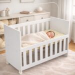 Mini Berço Infantil Nina 2 em 1 com colchão, rodízios e mosquiteiro: conforto, segurança e praticidade para o bebê.