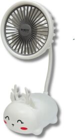 Mini Ventilador Portátil Recarregável Bichinho com Base de Apoio e 3 Velocidades – Silencioso, Fofo e Ideal para Mesa, Viagem e Rotina