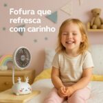 Mini Ventilador Portátil Recarregável Bichinho com Base de Apoio e 3 Velocidades – Silencioso, Fofo e Ideal para Mesa, Viagem e Rotina - Imagem 2