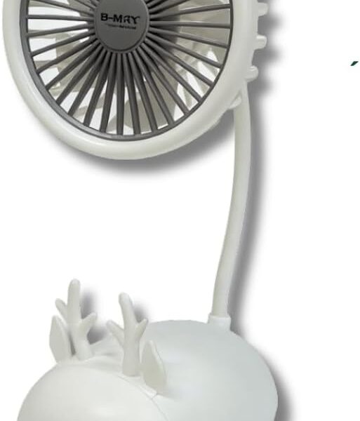 Mini Ventilador Portátil Recarregável Bichinho com Base de Apoio e 3 Velocidades – Silencioso, Fofo e Ideal para Mesa, Viagem e Rotina