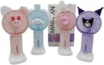 Mini Ventilador Portátil USB Recarregável, 17cm, Design Animado, Base de Mesa, 3-7W, Bateria com 4-5 Horas de Duração (Azul) - Imagem 2