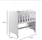 Mini berço com colchão Tigus Branco em MDF, com rodízios com trava e praticidade para o quarto do bebê. - Imagem 2