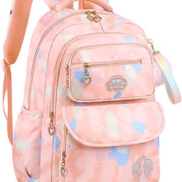Mochila Escolar Feminina Espaçosa e Impermeável com abertura 180°, conforto, organização e resistência para escola, passeios e viagens.