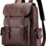 Mochila Masculina em Couro PU: estilo clássico, resistente e ideal para o dia a dia, nas cores preta e marrom.