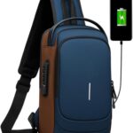 Mochila Transversal Antifurto Impermeável Unissex com USB e cadeado para segurança no dia a dia