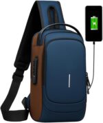 Mochila Transversal Antifurto Impermeável Unissex com USB e cadeado para segurança no dia a dia