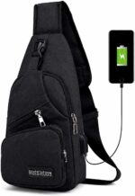 Mochila de Ombro USB Compacta e Impermeável para Trabalho, Viagem e Uso Casual com Porta USB Ajustável