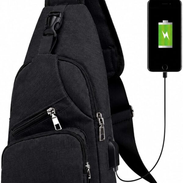 Mochila de Ombro USB Compacta e Impermeável para Trabalho, Viagem e Uso Casual com Porta USB Ajustável