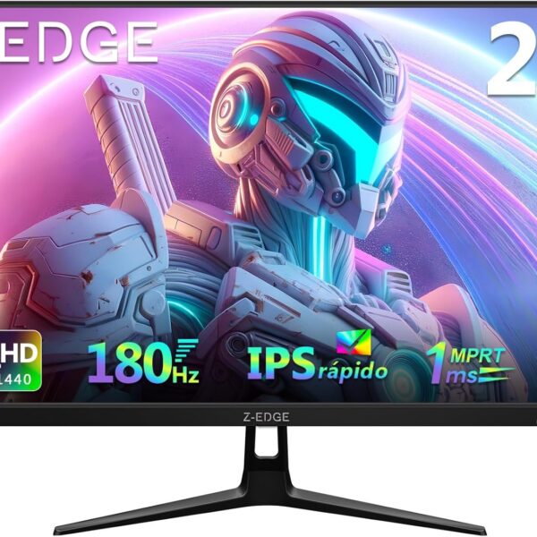 Monitor Gamer 27 polegadas 2K, 180Hz, QHD 2560 x 1440, IPS rápido 1 ms, FreeSync, 350 CD/m², 94% DCI-P3 HDR10, HDMI 2.0x2/DP 1.4x2, Suporte VESA, Sem Bordas