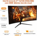 Monitor Gamer Curvo 27" Tela VA Full HD 1920x1080, 120Hz/1ms HDMI/VGA/DisplayPort, FreeSync, Padrão VESA, curvatura 1800R, para Jogos Trabalho Entretenimento - Imagem 2