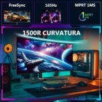 Monitor Gamer Curvo Ultrawide 34 polegadas Z-Edge, 165Hz, 1 ms, 21:9, 3440x1440 WQHD R1500, FreeSync, HDMI 2.0/DP 1.4, Ajuste de Inclinação/giro/altura, Sem Bordas - Imagem 2