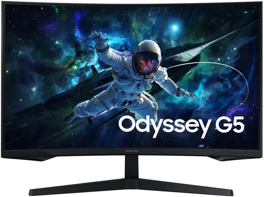 Monitor Gamer Samsung Odyssey G5 32, Resolução QHD, Taxa de Monitor Gamer Samsung Odyssey G5 32, Resolução QHD, Taxa de atualização de 165Hz & 1ms de tempo de resposta (MPRT), Curvatura com 1000R, HDR 10, AMD FreeSync, Eye Saver Mode & Flicker Free Mode