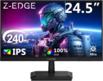 Monitor Gamer pc 24,5 polegadas Z-Edge, 240Hz, 1 ms IPS, Full HD 1080P, FHD (1920x1080), brilho de 350 cd/m², FreeSync, HDMI 2.0/DP 1.4, Ajuste de Inclinação, Sem Bordas