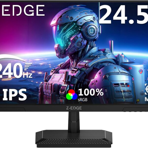Monitor Gamer pc 24,5 polegadas Z-Edge, 240Hz, 1 ms IPS, Full HD 1080P, FHD (1920x1080), brilho de 350 cd/m², FreeSync, HDMI 2.0/DP 1.4, Ajuste de Inclinação, Sem Bordas
