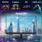Monitor Gamer pc 24,5 polegadas Z-Edge, 240Hz, 1 ms IPS, Full HD 1080P, FHD (1920x1080), brilho de 350 cd/m², FreeSync, HDMI 2.0/DP 1.4, Ajuste de Inclinação, Sem Bordas - Imagem 2